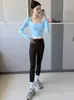 Roupas de Yoga de Cor Contrastante para Mulheres com Tops Acolchoados, Corte Justo, Emagrecedor, Pilates, Corrida, Esportes, Fitness, Manga Longa Dopamina