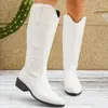Comércio Exterior Transfronteiriço Plus Size Outono e Inverno 2026 Novas Botas Western Cowboy de Salto Grosso para Mulheres, Estilo Europeu e Americano, Botas Longas Modernas e Versáteis