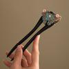 Novos acessórios de cabelo chineses em forma de U, grampos de cabelo de madeira azul e preta queimada, grampos de cabelo de nicho antigo para mulheres, grampos de cabelo duplos diários, acessórios de cabelo Cheongsam