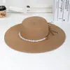 Sombrero de Paja Francés de Ala Ancha para Mujer Transfronterizo Playa Viaje Dulce Foto Sombrero de Sol de Moda Tejido de Paja Sombrero de Playa para Damas