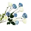 Nova rosa artificial requintada de 6 cabeças para casamento, estúdio de fotografia, decoração de hotel, arranjo floral, flor artificial para mesa de cabeceira do quarto