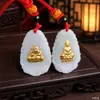 Fabricante Jade Incrustado en Oro Oro Puro 999 Jade Grado A Colgante Cabeza Pequeña de Dragón Colgante de Buda Guanyin Venta al por Mayor Regalo de Transmisión en Vivo