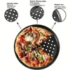 Grelha de Pizza de Aço Carbono com Furos, Rede de Resfriamento, Tapete Perfurado, Tampa de Assadeira Multifuncional, Acessório de Forno