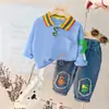 Roupas Infantis Meninos Estilo Coreano Nova Moda Casual de Primavera Conjunto de Moletom Roupas de Primavera e Outono para Crianças Moda Tendência para Bebês
