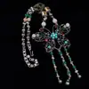 Colar de Diamantes Inteiros Borboleta Pedra Natural Ouro Desgastado Retrô Personalidade Temperamento Moda de Luxo Vintage