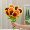 Rosa Tejida a Mano Terminada Lana Flor de Ganchillo Clavel Girasol Ramo Simulado Regalo de San Valentín