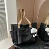 Bolsa Feminina de Moda Transfronteiriça 2024 Nova Grande Capacidade Simples Bolsa Tote Estudantes Universitários Aula Deslocamento Portátil Bolsa de Ombro