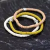 Pulsera de Cruz de Arcilla Suave de Colores de 6 mm con Cordón Elástico, Pulsera Estilo Viajero, Moderna y Única