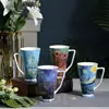 Taza Grande de Porcelana de Hueso, Serie de Pintura al Óleo Creativa para Uso Doméstico, Vaso de Agua para Pareja, Estilo Europeo, Lujo Ligero, Simple y Artístico