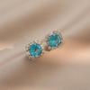 Pendientes femeninos de esmeralda, nuevos pendientes pequeños cuadrados de azúcar geométricos elegantes, diseño de nicho, pendientes de temperamento al por mayor