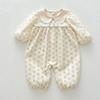 Mono de bebé para otoño 2024 de manga larga de algodón con estampado lindo khai para niña de un año traje de gateo traje de bolsa para popó