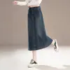 Falda vaquera azul vintage hecha a medida para mujer, nueva de otoño 2026, de cintura alta, adelgazante, línea A, longitud media