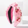 Diadema de Moda Estilo Coreano con Diseño Dulce y Fresco, Adornada con Pedrería, Presentando Accesorios de Sandía, Piña y Cereza, Diadema Ancha Nudada para Mujer
