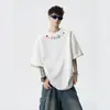 Camiseta Vintage de Manga Corta a la Moda para Hombre, Estampado Colorido de Letras y Flores de Verano, Top de Estilo Holgado y Relajado