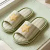 Zapatillas de Casa para Dormitorio de Primavera y Verano, Absorbentes de Sudor, Antideslizantes, de Algodón y Lino, sin Cierre, para Mujer, Estilo Coreano, Ins, Celebridad de Internet, Estrella, Zapatos de Piso