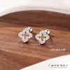 Brincos de Prata Pura S999 para Mulheres, Simples e Modernos, Estilo Fresco, Tarraxas de Brinco Vazadas de Trevo de Quatro Folhas, Não é Necessário Remover ao Dormir, Adequados para Cuidado do Furo da Orelha