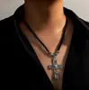 Popular Estilo Gótico Religioso Europeo y Americano Transfronterizo Joyería Colgante de Cruz de Calavera con Forma de Corazón de Aleación Accesorios de Collar para Hombre