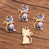 10 Cores 13*21mm Acessórios de Joalheria de Liga DIY Ouro Kc Pingando Óleo Pingente de Gatinho Estampado Berloque Animal