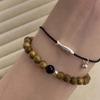 Pulsera de Sándalo Verde de Moda Simple Nuevo Chino Buena Suerte Koi Pulsera Tejida Antigua para Mujer Joyería de Diseño Nicho 2024