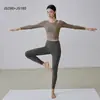 Top de yoga adelgazante para primavera y verano con almohadillas en el pecho, mangas largas, secado rápido, talla grande, para mujeres de talla grande, conjunto deportivo para mujer para entrenamiento de Pilates