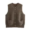 Ins Ropa de mujer estilo europeo y americano al por mayor 2026 Otoño Nuevo Estilo Estilo Coco Cuello Redondo Sin Mangas Chaleco de Punto