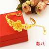 Pulsera de oro vietnamita de larga duración que no se decolora para mujer, boda, moneda europea, chapado en cobre, joyería, pulsera con apertura de flor arenada, venta al por mayor