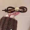 Presilha Elegante de Laço com Pérola Uma Palavra para Cabelo Feminino 2024 Nova Pinça Tubarão de Alto Padrão para Parte de Trás da Cabeça