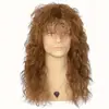 Moda Punk Metal Rock Estilo Cabello Largo Rizado Fibra Química Hombres Gorro de Cabeza Naturalmente Esponjoso Venta Caliente de Comercio Exterior Al por Mayor en Stock