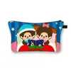 Nueva Bolsa de Maquillaje Monchichi de un Solo Lado para Niñas, Bolso de Mano Portátil de Gran Capacidad, Linda Bolsa de Almacenamiento de Escritorio al por Mayor