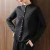 Cardigan de Lã Tricotado de Manga Longa Novo Estilo Outono/Inverno 2026 para Mulheres, Elegante, Versátil, Blusa de Caimento Solto com Botões Macios de Botão Único