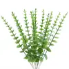 Hojas de Eucalipto Artificiales 38cm Tallo Único Rama de Eucalipto Falsa Transfronteriza Ramo Artificial Planta Verde Decoración del Hogar Flor