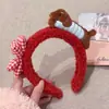 Diadema de estilo coreano kawaii para niña, bonita diadema de felpa con dibujos animados para otoño e invierno, diadema para lavarse la cara a presión con el pelo de niña dulce