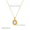 Collar con Colgante de Encaje y Perla Ovalada, Superventas Transfronterizo de Acero Inoxidable Chapado en Oro, Cadena Elegante de Clavícula de Lujo Ligero para Mujer, de Moda
