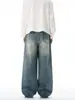 Ropa para Hombre Fengshe / Jeans de Mezclilla Lavada Estilo Retro Americano Primavera y Otoño 2026 para Hombres y Mujeres, Pantalones Largos Holgados Rectos de Pierna Ancha, Modernos