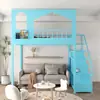Litera tipo loft de hierro forjado para apartamentos pequeños, con espacio abierto debajo, litera superior individual, cama alta-baja tipo casa del árbol castillo para niños, dúplex segundo piso