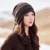 Gorro de punto moderno y versátil con forro polar, estilo coreano simple y dulce, adecuado para ir al trabajo, otoño e invierno, cálido y favorecedor, gorro para mujer