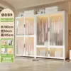 Armario de Acero Hogar Dormitorio Ropa Colcha Gabinete de Almacenamiento Armario de Pie para Niños Habitación de Alquiler Almacenamiento a Prueba de Polvo Perchero