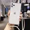 Adequado para Capa de Celular iPhone16promax 11 Canto Quatro TPU Anti-queda Corda de Pendurar Apple 15 Diagonal Duas em Um