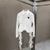 Camisa de Manga Larga con Solapa, Diseño de Nicho Transfronterizo, Encaje Fruncido, Patchwork de Cinta, Moda