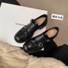 Versão Pele de Ovelha ~ Mocassins de Couro Genuíno Esculpidos Retrô de Sola Grossa para Mulheres 2025 Início da Primavera Novos Oxford Estilo Britânico Sapatos de Couro Pequenos