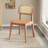 Silla de ratán estilo japonés, silla de comedor, respaldo de madera maciza, adecuada para apartamentos de alquiler, sala de estar estilo nórdico, mesa y sillas de comedor sencillas, taburete para casas de huéspedes y restaurantes