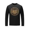Camiseta Europeia de Manga Longa para Homem com Cabeça de Tigre em Strass, Gola Redonda Pesada, Nova Moda Base Primavera/Outono 2026, Marca Tendência