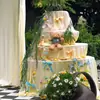 Boda Decoración de Tela Original Fondo Lazo Postre Pastel Mesa Tela de Algodón y Lino Plisada Arreglo Decoración de Boda