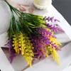 Planta Verde Artificial Lavanda de 5 Ramas Flor Artificial Aterciopelada Boda Foto Estilo Pastoral Espiga de Trigo Flor Falsa Decoración Sala de Estar Hogar