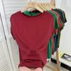 Camiseta Feminina Solta Manga Morcego Gola Redonda Manga Curta Máscara, Top Simples Emagrecedor Fino, Novo Modelo Verão 2024