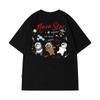 Playera de Manga Corta Transfronteriza para Hombre Estilo Hong Kong Hip-hop High-street Dibujos Animados Verano Cuello Redondo Holgada Media Manga Playera para Pareja