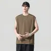 Novo colete branco da moda estilo americano para homens, esportivo de secagem rápida sem mangas de verão, roupas masculinas largas e oversized