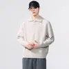 Ropa Vintage 2025 Otoño/Invierno Nueva Moda Callejera Japonesa Color Sólido Casual Suéter de Cuello Solapa Tejido Holgado para Hombre