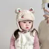 Gorro de Invierno para Bebé de Felpa, Gorro Engrosado Forrado de Polar, Estilo Coreano, Encaje de Cereza, Gorro de Trueno, Gorro Cortavientos con Protección para los Oídos para Niños, Moderno