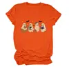 T-shirt feminina europeia fofa e divertida da Amazon, com quatro fantasmas, morcegos, estrelas, livro, gola redonda e manga curta